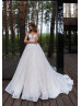 Short Sleeve Beaded Ivory Sparkling Tulle Lace Wedding Dress